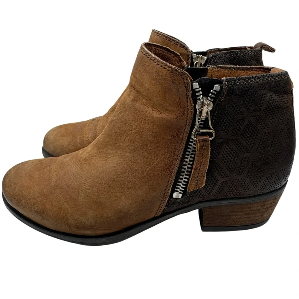 Miz Mooz Tan and Brown Leather Ankle Booties - Size 37/ US 6.5-7